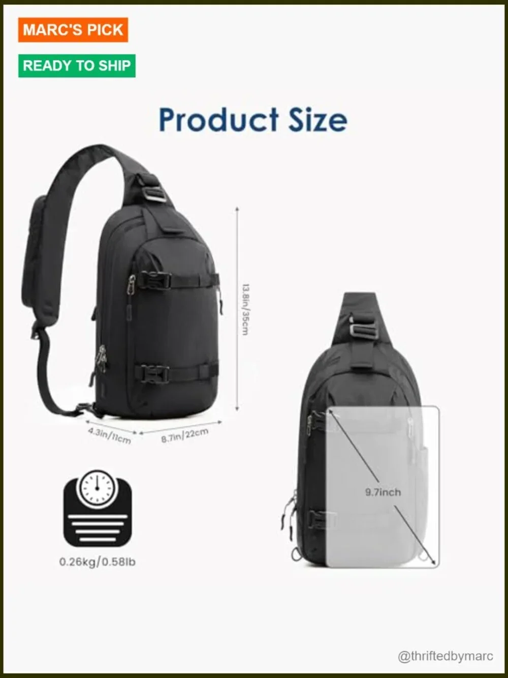 Recycled Sling Bag Anti-Theft Crossbody Backpack RFID Blocking Travel